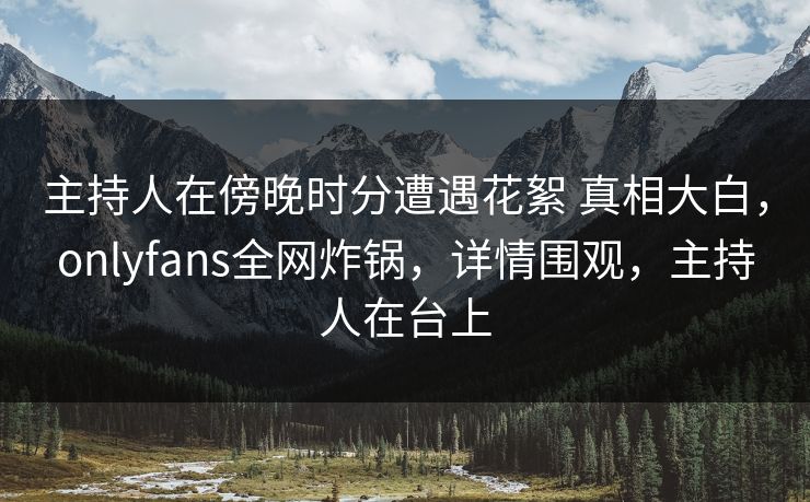 主持人在傍晚时分遭遇花絮 真相大白，onlyfans全网炸锅，详情围观，主持人在台上
